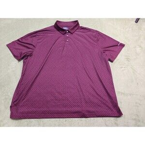 Ben Hogan Polo Shirt Mens 3XL Burgundy Geometric Golf Short Sleeve Performance